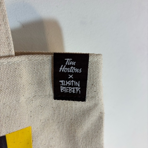 TIM HORTONS & JUSTIN BIEBER Tim Biebs Cotton Canvas Top Handle Tote Bag - Picture 2 of 8